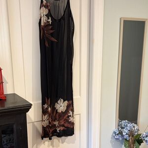 Lands' End Black Sheer Dress with Floral Accents